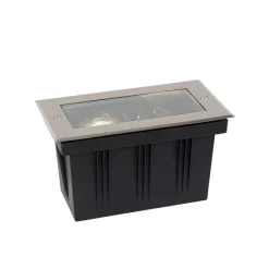 QAZQA Bodenstrahler Außen|Außenstrahler*Smarter Bodeneinbaustrahler Stahl 2-flammig Verstellbar IP65 inkl. 2 GU10 50mm - Oneon