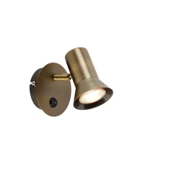 QAZQA Wandstrahler|Wandleuchten*Smarter bronzefarbener Wandstrahler dreh- und neigbar mit Schalter inkl. Wifi GU10 50mm - Karin 1