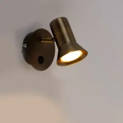 QAZQA Wandstrahler|Wandleuchten*Smarter bronzefarbener Wandstrahler dreh- und neigbar mit Schalter inkl. Wifi GU10 50mm - Karin 1