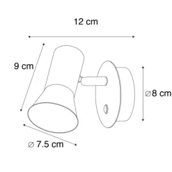 QAZQA Wandstrahler|Wandleuchten*Smarter bronzefarbener Wandstrahler dreh- und neigbar mit Schalter inkl. Wifi GU10 50mm - Karin 1