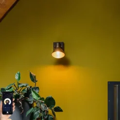 QAZQA Wandstrahler|Deckenstrahler*Smarter Deckenstrahler Bronze mit Holz 18 cm inkl. WiFi A60 - Mangoes