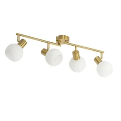 QAZQA Deckenstrahler|Aufbaustrahler*Smarter Deckenstrahler Gold mit Opalglas 4-flammig Verstellbar Inkl. 4 Wifi P45 - Anouk