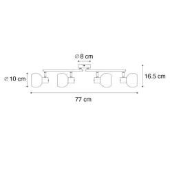 QAZQA Deckenstrahler|Aufbaustrahler*Smarter Deckenstrahler Gold mit Opalglas 4-flammig Verstellbar Inkl. 4 Wifi P45 - Anouk