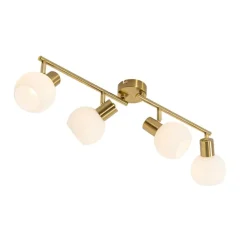 QAZQA Deckenstrahler|Aufbaustrahler*Smarter Deckenstrahler Gold mit Opalglas 4-flammig Verstellbar Inkl. 4 Wifi P45 - Anouk