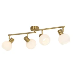 QAZQA Deckenstrahler|Aufbaustrahler*Smarter Deckenstrahler Gold mit Opalglas 4-flammig Verstellbar Inkl. 4 Wifi P45 - Anouk