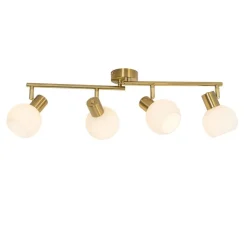 QAZQA Deckenstrahler|Aufbaustrahler*Smarter Deckenstrahler Gold mit Opalglas 4-flammig Verstellbar Inkl. 4 Wifi P45 - Anouk