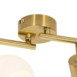 QAZQA Deckenstrahler|Aufbaustrahler*Smarter Deckenstrahler Gold mit Opalglas 4-flammig Verstellbar Inkl. 4 Wifi P45 - Anouk