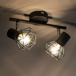 QAZQA Smarte Spots|Smarte Deckenleuchten*Smarter Deckenstrahler schwarz drehbar und kippbar inkl. 2 Wifi P45 - Mosh