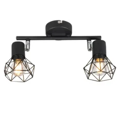 QAZQA Smarte Spots|Smarte Deckenleuchten*Smarter Deckenstrahler schwarz drehbar und kippbar inkl. 2 Wifi P45 - Mosh