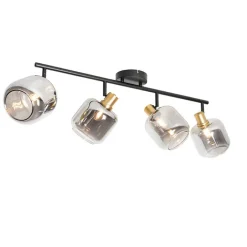 QAZQA Schlafzimmerlampen|Küchenlampen*Smarter Deckenstrahler schwarz mit Gold und Rauchglas 4-Lichter inkl. 4 Wifi P45 - Zuzanna