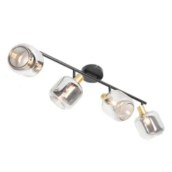 QAZQA Schlafzimmerlampen|Küchenlampen*Smarter Deckenstrahler schwarz mit Gold und Rauchglas 4-Lichter inkl. 4 Wifi P45 - Zuzanna