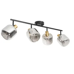 QAZQA Schlafzimmerlampen|Küchenlampen*Smarter Deckenstrahler schwarz mit Gold und Rauchglas 4-Lichter inkl. 4 Wifi P45 - Zuzanna