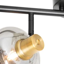 QAZQA Schlafzimmerlampen|Küchenlampen*Smarter Deckenstrahler schwarz mit Gold und Rauchglas 4-Lichter inkl. 4 Wifi P45 - Zuzanna