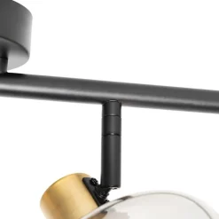 QAZQA Schlafzimmerlampen|Küchenlampen*Smarter Deckenstrahler schwarz mit Gold und Rauchglas 4-Lichter inkl. 4 Wifi P45 - Zuzanna
