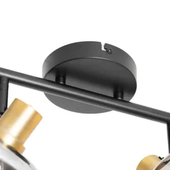 QAZQA Schlafzimmerlampen|Küchenlampen*Smarter Deckenstrahler schwarz mit Gold und Rauchglas 4-Lichter inkl. 4 Wifi P45 - Zuzanna