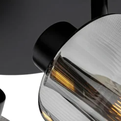 QAZQA Deckenstrahler|Aufbaustrahler*Smarter Deckenstrahler schwarz mit Rauchglas rund verstellbar inkl. 3 Wifi A60 - Laura