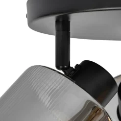 QAZQA Deckenstrahler|Aufbaustrahler*Smarter Deckenstrahler schwarz mit Rauchglas rund verstellbar inkl. 3 Wifi A60 - Laura