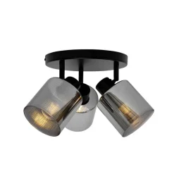 QAZQA Deckenstrahler|Aufbaustrahler*Smarter Deckenstrahler schwarz mit Rauchglas rund verstellbar inkl. 3 Wifi A60 - Laura