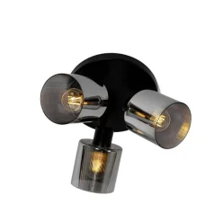 QAZQA Deckenstrahler|Aufbaustrahler*Smarter Deckenstrahler schwarz mit Rauchglas rund verstellbar inkl. 3 Wifi A60 - Laura