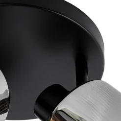 QAZQA Deckenstrahler|Aufbaustrahler*Smarter Deckenstrahler schwarz mit Rauchglas rund verstellbar inkl. 3 Wifi A60 - Laura