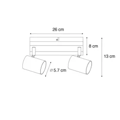 QAZQA Deckenstrahler|Aufbaustrahler*Smarter Deckenstrahler schwarz mit Holz 2-flammig verstellbar inkl. Wifi GU10 50mm - Jeana