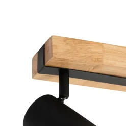 QAZQA Deckenstrahler|Aufbaustrahler*Smarter Deckenstrahler schwarz mit Holz 2-flammig verstellbar inkl. Wifi GU10 50mm - Jeana