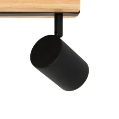 QAZQA Deckenstrahler|Aufbaustrahler*Smarter Deckenstrahler schwarz mit Holz 2-flammig verstellbar inkl. Wifi GU10 50mm - Jeana