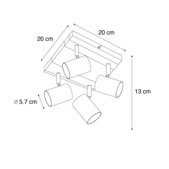 QAZQA Deckenstrahler|Aufbaustrahler*Smarter Deckenstrahler schwarz mit Holz 4-flammig verstellbar inkl. Wifi GU10 50mm - Jeana