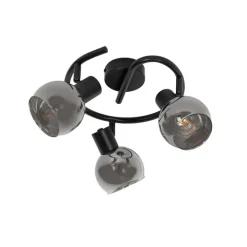 QAZQA Deckenstrahler|Aufbaustrahler*Smarter Deckenstrahler schwarz mit Rauchglas 3-flammig inkl. WiFi P45 - Vidro