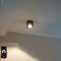 QAZQA Schlafzimmerlampen|Esszimmerlampen*Smarter Deckenstrahler schwarz verstellbar inkl. Wifi GU10 111mm - Rondoo Up