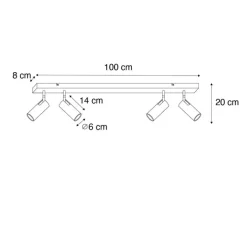 QAZQA Aufbaustrahler|Deckenstrahler*Smarter Deckenstrahler schwarz 4-flammig verstellbar inkl. 4 Wifi GU10 50mm - Renna