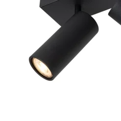 QAZQA Aufbaustrahler|Deckenstrahler*Smarter Deckenstrahler schwarz 4-flammig verstellbar inkl. 4 Wifi GU10 50mm - Renna