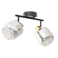 QAZQA Deckenstrahler|Aufbaustrahler*Smarter Deckenstrahler schwarz mit Gold und Rauchglas 2-flammig inkl. 2 Wifi P45 - Zuzanna