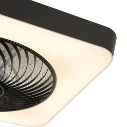 QAZQA Deckenventilator Mit Licht|Wohnzimmerlampen*Smarter Deckenventilator eckig schwarz inkl. LED dimmbar - Climo