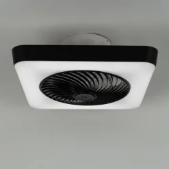 QAZQA Deckenventilator Mit Licht|Wohnzimmerlampen*Smarter Deckenventilator eckig schwarz inkl. LED dimmbar - Climo
