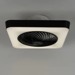 QAZQA Deckenventilator Mit Licht|Wohnzimmerlampen*Smarter Deckenventilator eckig schwarz inkl. LED dimmbar - Climo