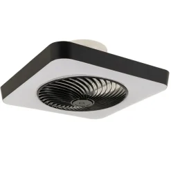 QAZQA Deckenventilator Mit Licht|Wohnzimmerlampen*Smarter Deckenventilator eckig schwarz inkl. LED dimmbar - Climo