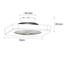 QAZQA Deckenventilator Mit Licht|Wohnzimmerlampen*Smarter Deckenventilator eckig schwarz inkl. LED dimmbar - Climo