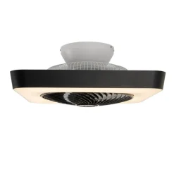 QAZQA Deckenventilator Mit Licht|Wohnzimmerlampen*Smarter Deckenventilator eckig schwarz inkl. LED dimmbar - Climo