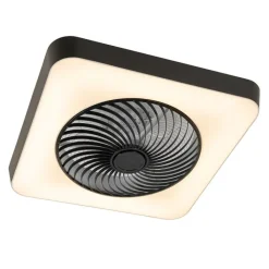 QAZQA Deckenventilator Mit Licht|Wohnzimmerlampen*Smarter Deckenventilator eckig schwarz inkl. LED dimmbar - Climo