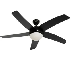 QAZQA Deckenventilator Mit Licht|Wohnzimmerlampen*Smarter Deckenventilator schwarz mit Holzprint 132cm inkl. LED Dimmbar mit Fernbedienung - Cool