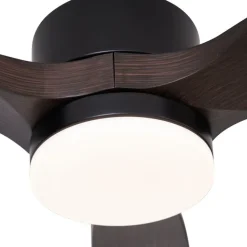 QAZQA Schlafzimmerlampen|Esszimmerlampen*Smarter Deckenventilator schwarz mit Holzprint 132cm inkl. LED Dimmbar mit Fernbedienung - Joly