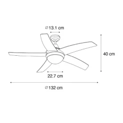 QAZQA Deckenventilator Mit Licht|Wohnzimmerlampen*Smarter Deckenventilator weiß mit Holzprint 132cm inkl. LED Dimmbar mit Fernbedienung - Cool