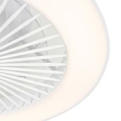 QAZQA Deckenventilator Mit Licht|Wohnzimmerlampen*Smarter Deckenventilator Weiß 59,5cm inkl. LED Dimmbar mit Fernbedienung - Deniz