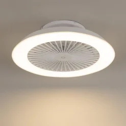 QAZQA Deckenventilator Mit Licht|Wohnzimmerlampen*Smarter Deckenventilator Weiß 59,5cm inkl. LED Dimmbar mit Fernbedienung - Deniz