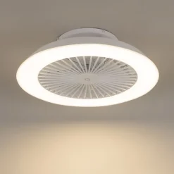 QAZQA Deckenventilator Mit Licht|Wohnzimmerlampen*Smarter Deckenventilator Weiß 59,5cm inkl. LED Dimmbar mit Fernbedienung - Deniz