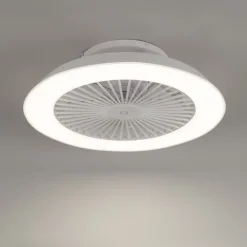 QAZQA Deckenventilator Mit Licht|Wohnzimmerlampen*Smarter Deckenventilator Weiß 59,5cm inkl. LED Dimmbar mit Fernbedienung - Deniz