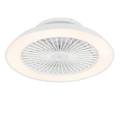 QAZQA Deckenventilator Mit Licht|Wohnzimmerlampen*Smarter Deckenventilator Weiß 59,5cm inkl. LED Dimmbar mit Fernbedienung - Deniz