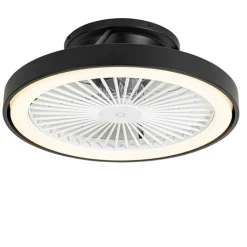 QAZQA Deckenventilator Mit Licht|Wohnzimmerlampen*Smarter Deckenventilator schwarz 54cm inkl. LED Dimmbar mit Fernbedienung - Dave