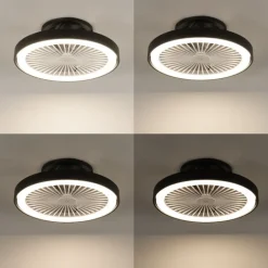 QAZQA Deckenventilator Mit Licht|Wohnzimmerlampen*Smarter Deckenventilator schwarz 54cm inkl. LED Dimmbar mit Fernbedienung - Dave